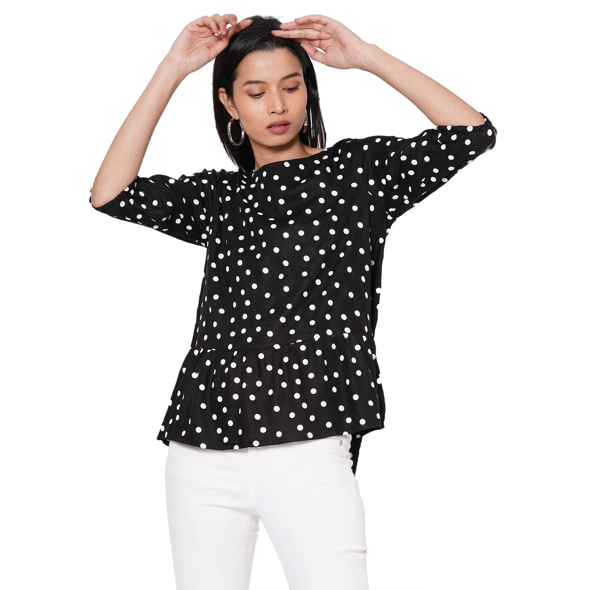 109F Black Polka Dot Top