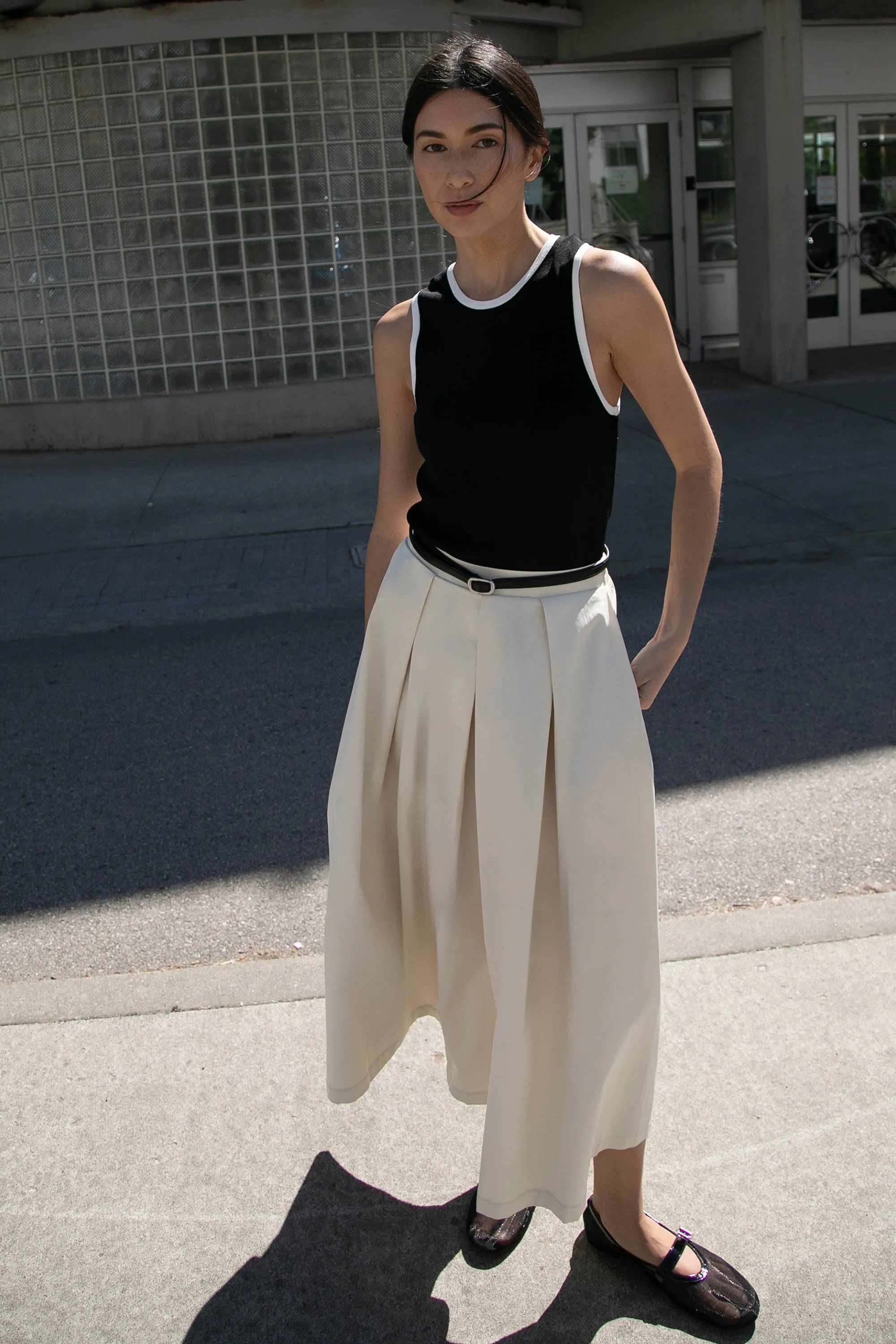 A-LINE MIDI SKIRT WITH PLEATS