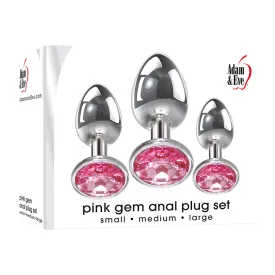 Adam & Eve Pink Gem Glass Plug Set