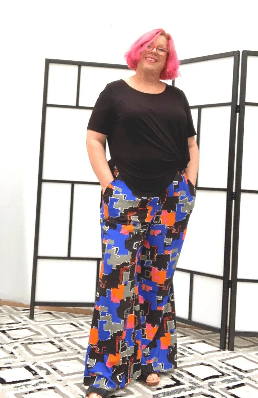 'ADORE' Palazzo Pant - Abstract Print