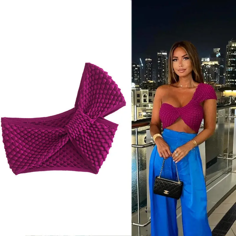 Asymmetrical Knit Halter Top