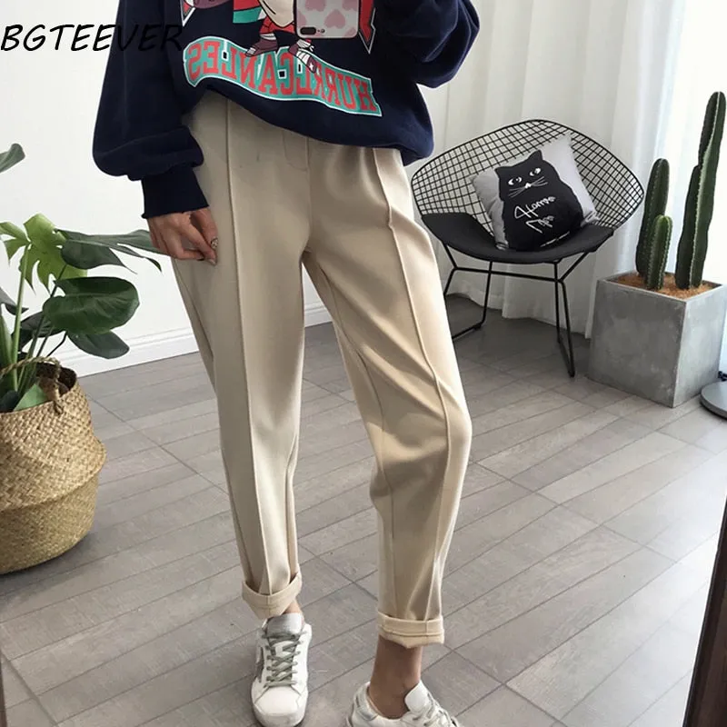 Autumn Winter Thicken Women Pencil Pants Plus Size Wool Pants Female