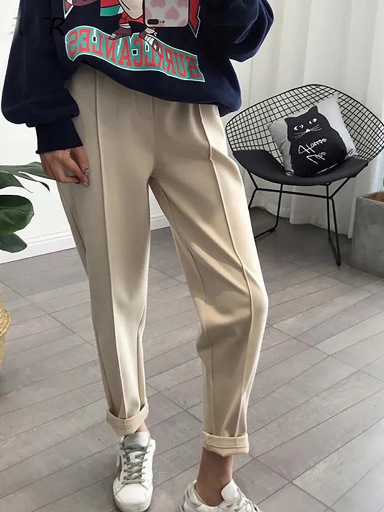 Autumn Winter Thicken Women Pencil Pants Plus Size Wool Pants Female