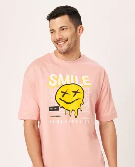 Baby Pink Round Neck Oversized T-Shirt