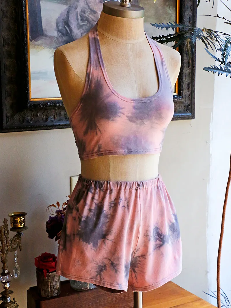 Bianca Rachele Hand Dyed Wrap Halter Top | Pink   Grey