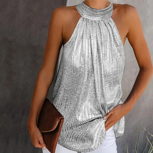 BIGSWEETY Halter Style Chic Top