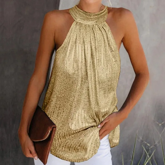 BIGSWEETY Halter Style Chic Top