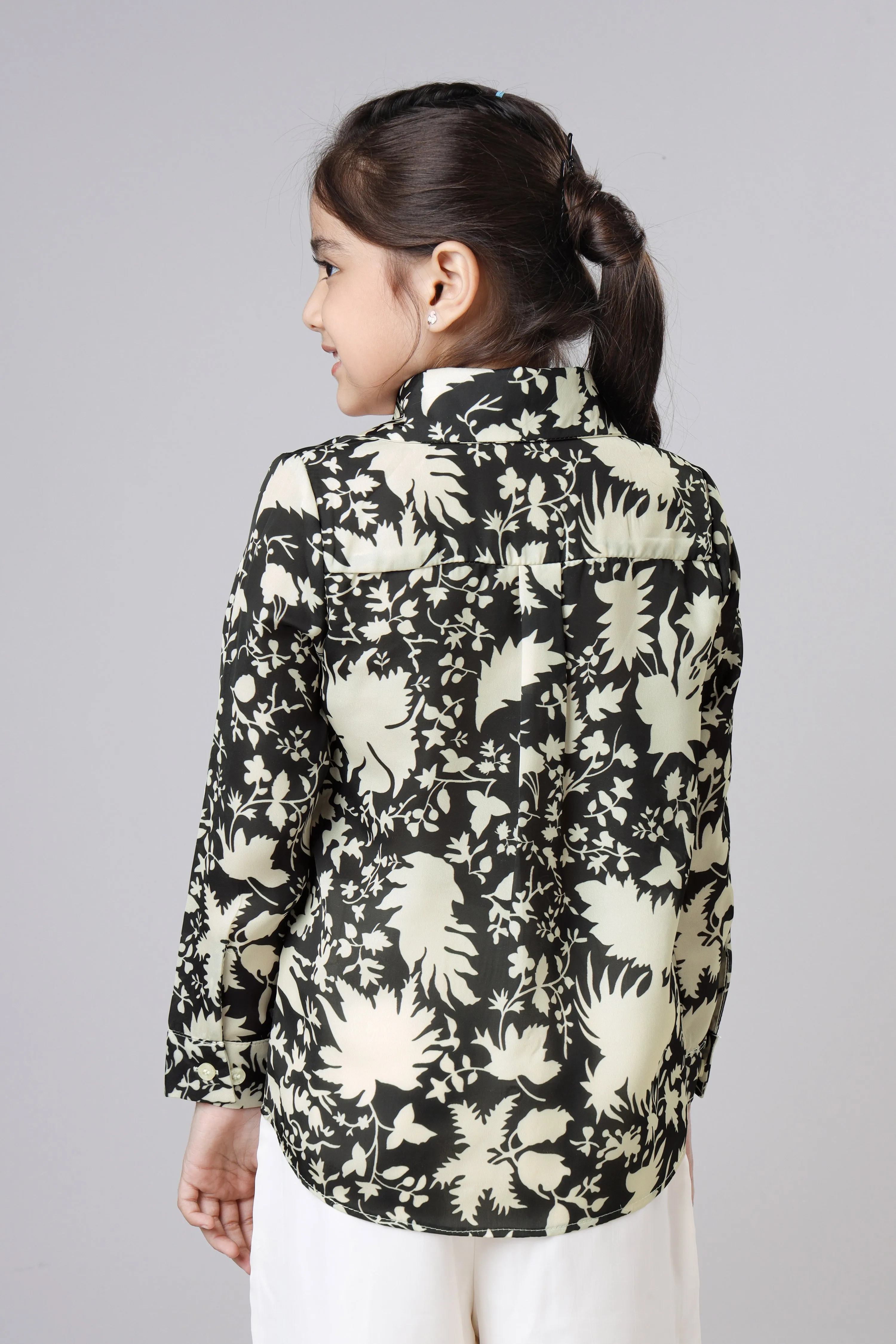 Black Floral Shirt For Girls