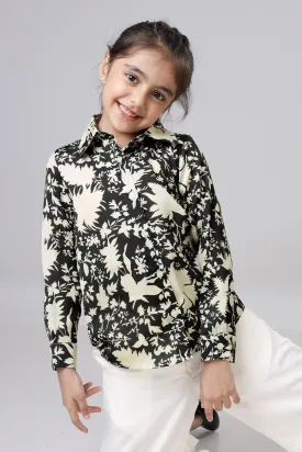 Black Floral Shirt For Girls