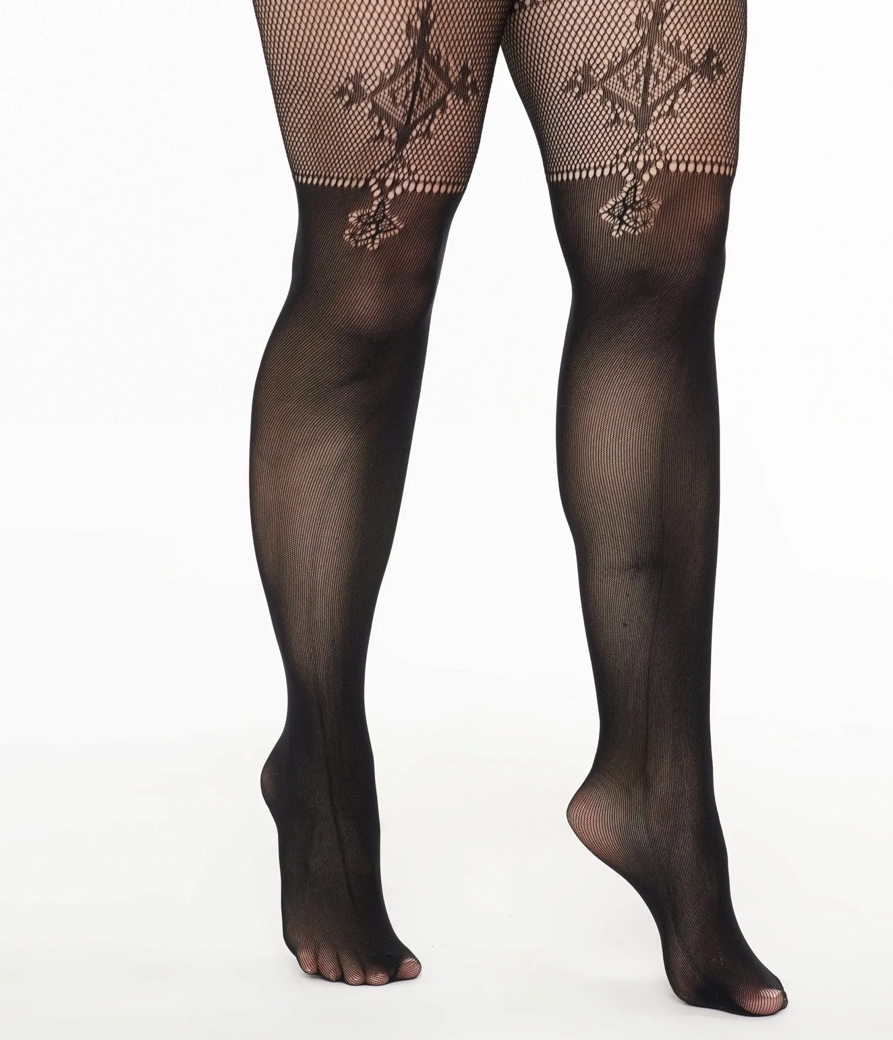 Black Lace Goth Babe Fishnet Tights