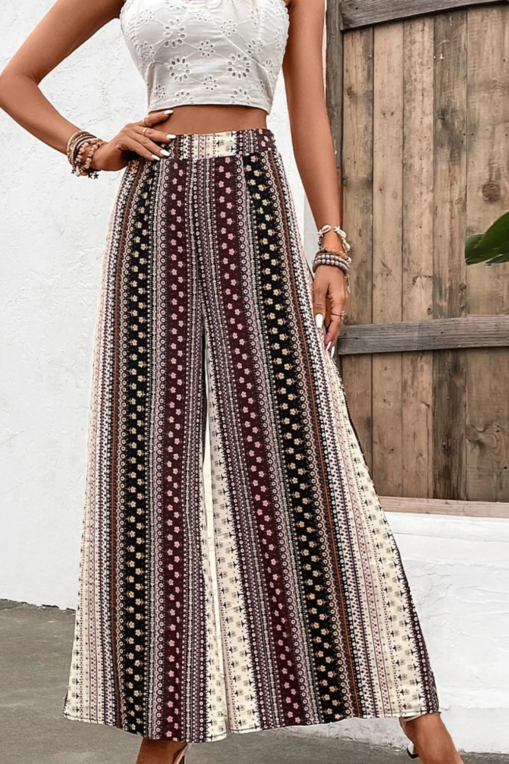 Bohemian Floral High Waist Wide Leg Pants