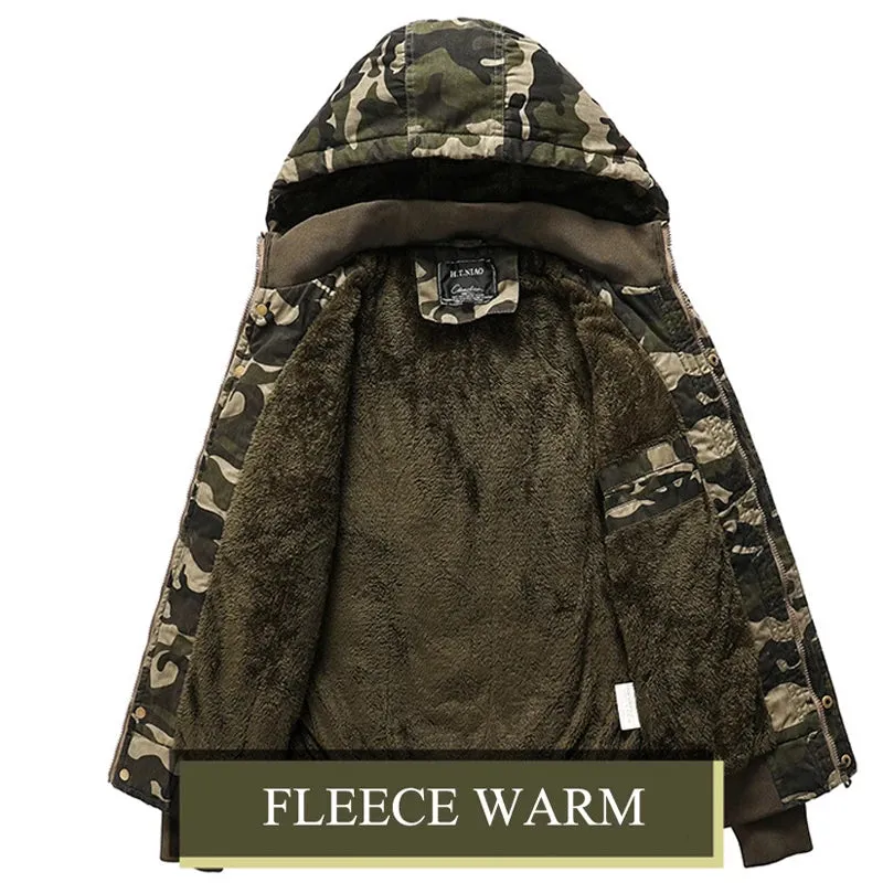 Camouflage faux fur Tactical Hooded Coat