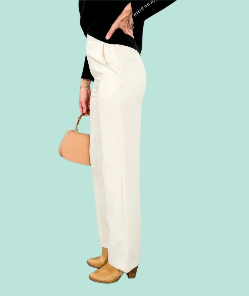 Constance Cream Wide Leg Trousers