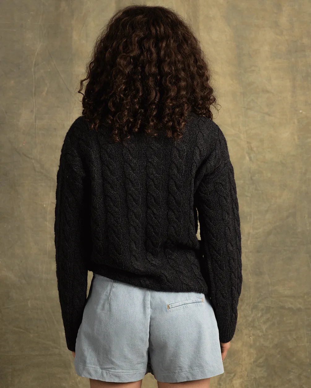 Dark Grey Cable Knit Sweater