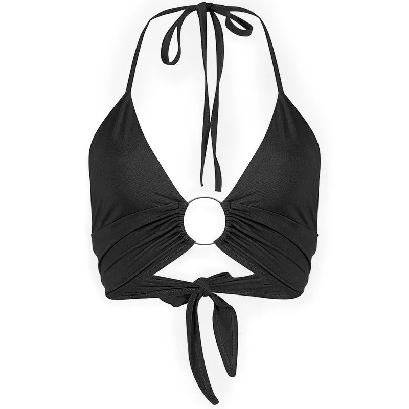 Double Tie Ring Feature Halter Top