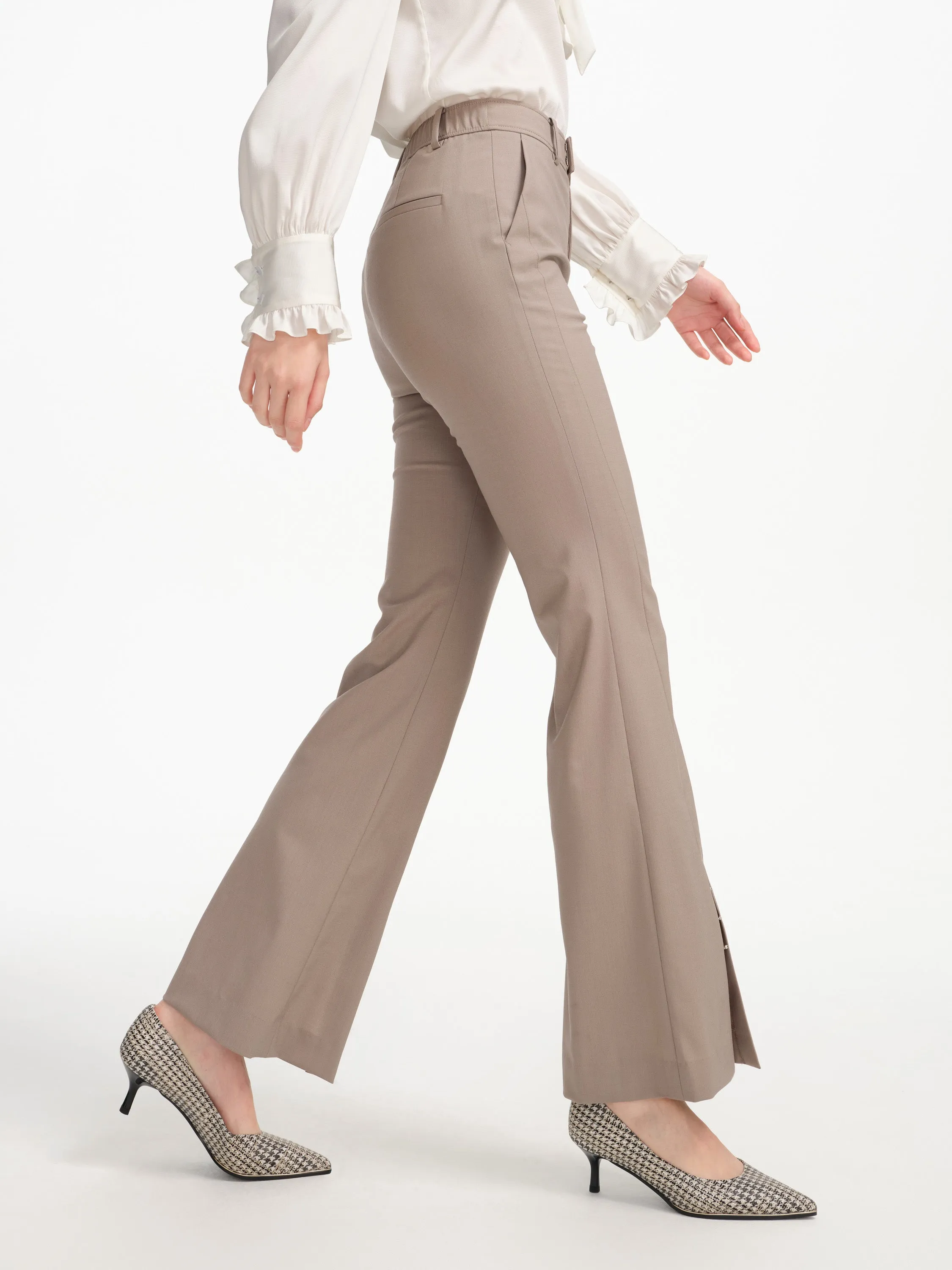 EP YAYING Wool Wide Leg Pants