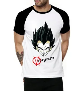 Fanideaz Mens Round Neck Half Sleeve Raglan V for Vegeta DBZ Premium Cotton Tshirt_Black_XXL