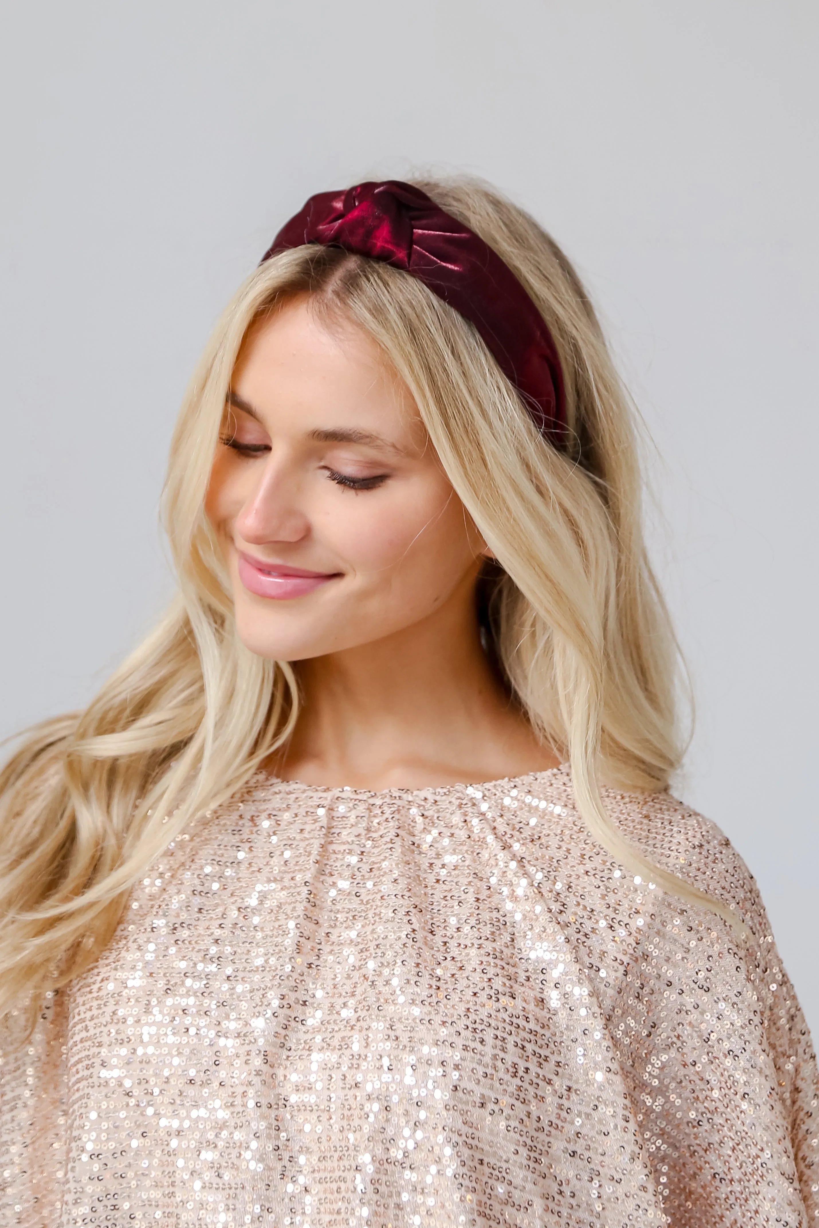 FINAL SALE - Something More Wine Velvet Knotted Headband