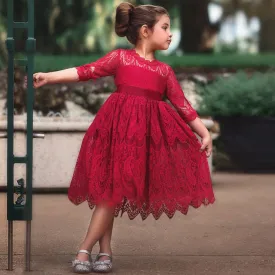 Flower Girl Very European Lace Dress - Half-sleeve Party Dress - Childrens Elegant - Comfort Style