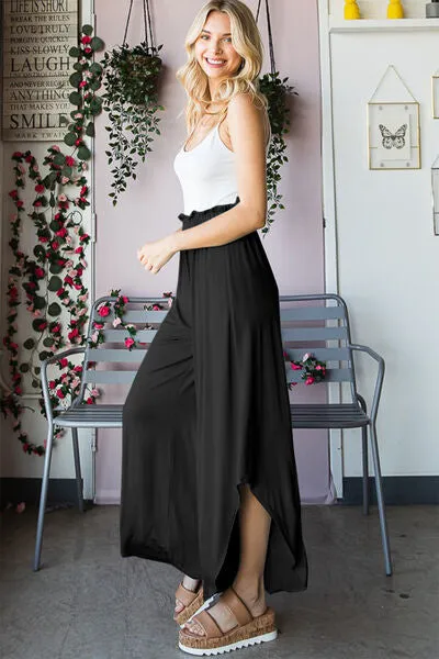 Frill Slit High Waist Wide Leg Pants