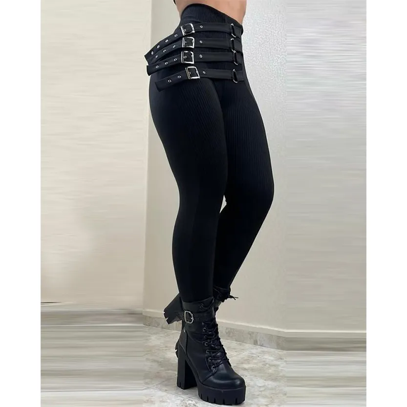 Funki Buys | Pants | Women's High Waist Buckle Belt Fitted Pant