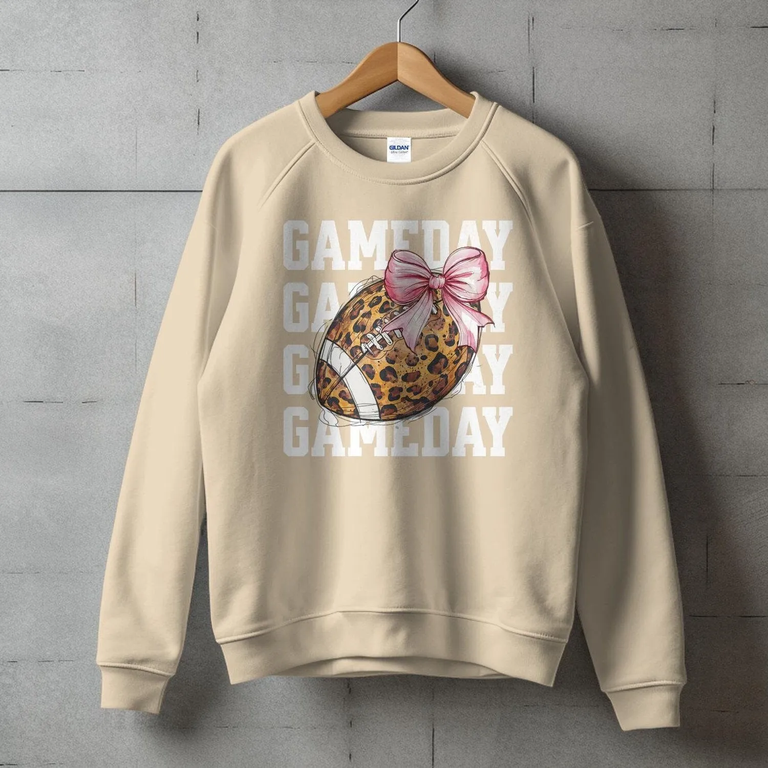 Gameday Football T-Shirt for Moms, Cute Leopard Print with Bow, Perfect for Game Day Fun