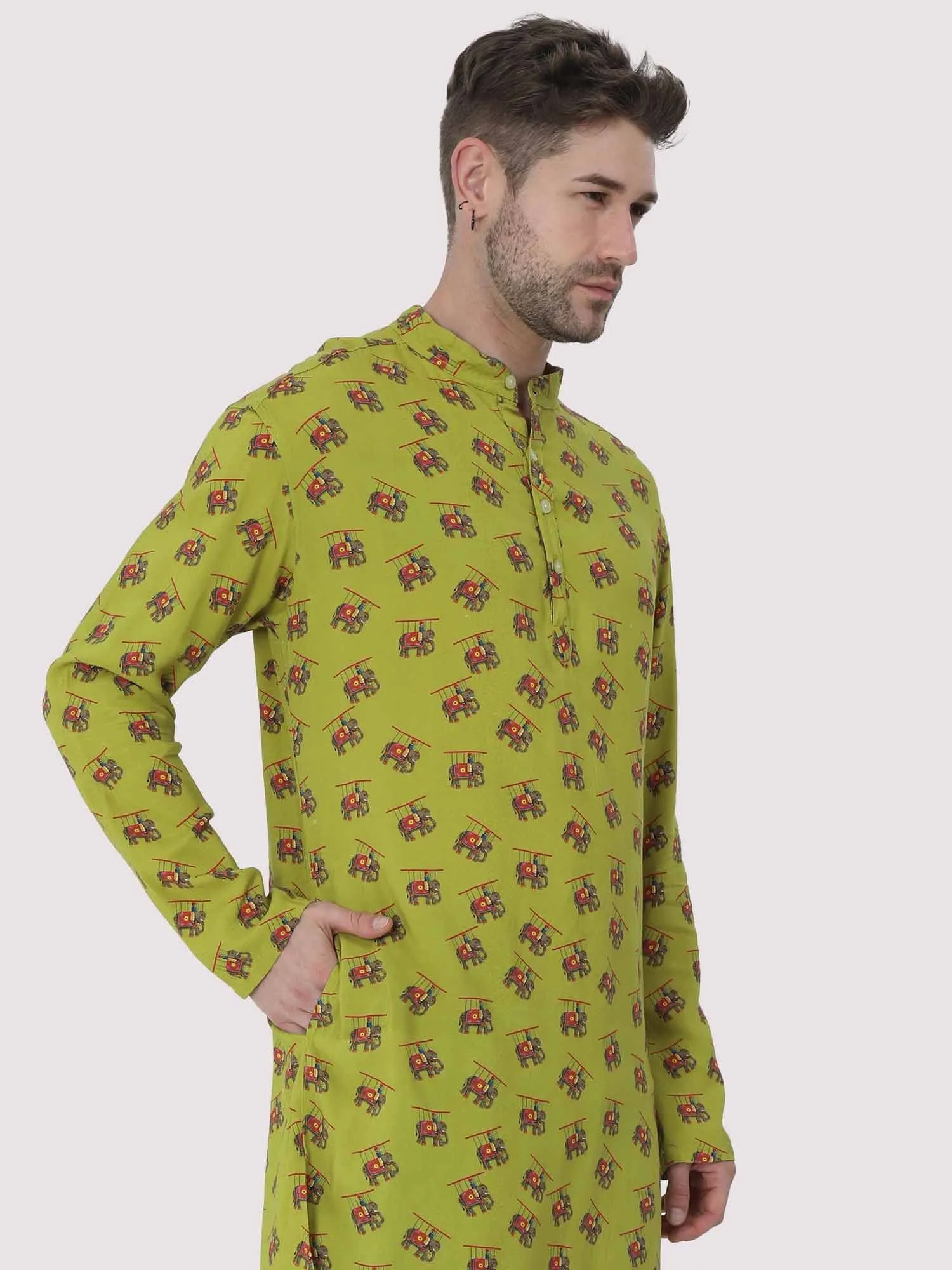 Green Floral Printed Kurta