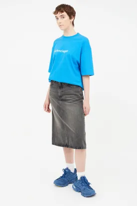 Grey A-Line Denim Skirt