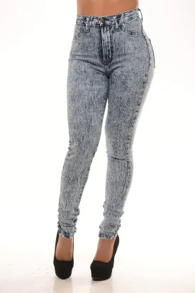 High Waisted ACID Mineral Stone Wash Jeans