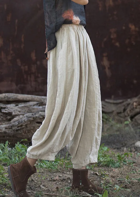 Linen Wrinkled Patchwork High Waist Wide Leg Pants ML2288