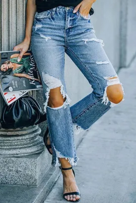 Melrose Ripped Knee High Waist Jeans