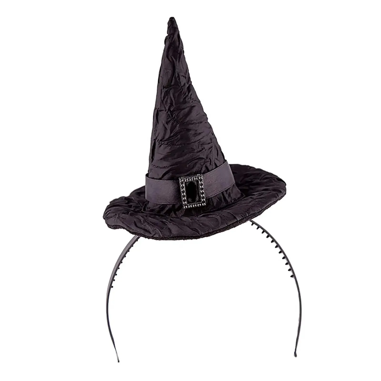 Mini Witch Hat Headband Deluxe Black Satin Fancy Dress