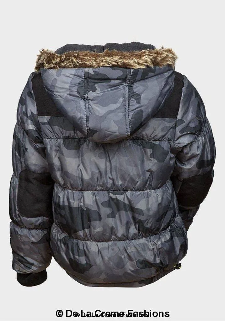 Minoti - Boys Camouflage Print Puffa Coat