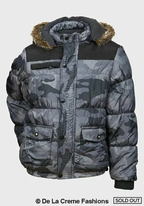 Minoti - Boys Camouflage Print Puffa Coat