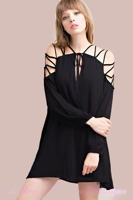 Mittoshop New Strappy Shoulders Swing Dress - Black