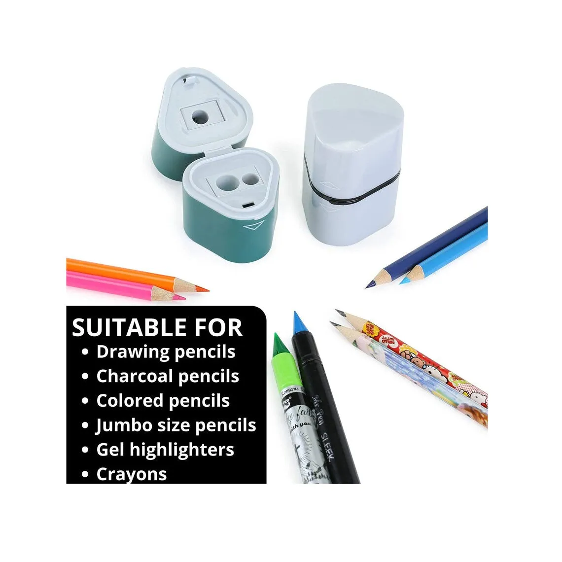 Mr. Pen- Colored Pencil Sharpener | 3-Pack Manual Art Pencil 3-Hole Sharpener