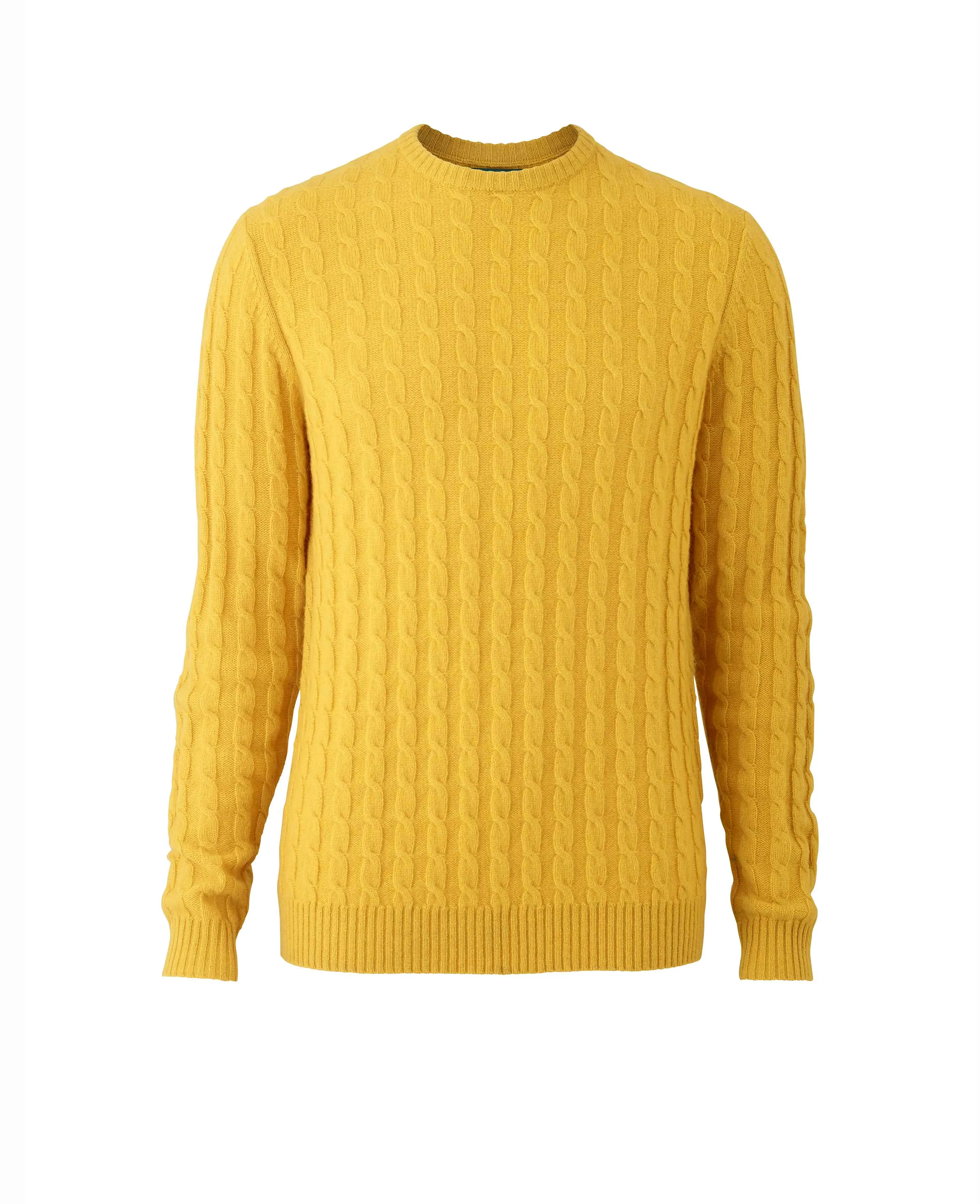 Mustard Lambswool Blend Cable Knit Jumper