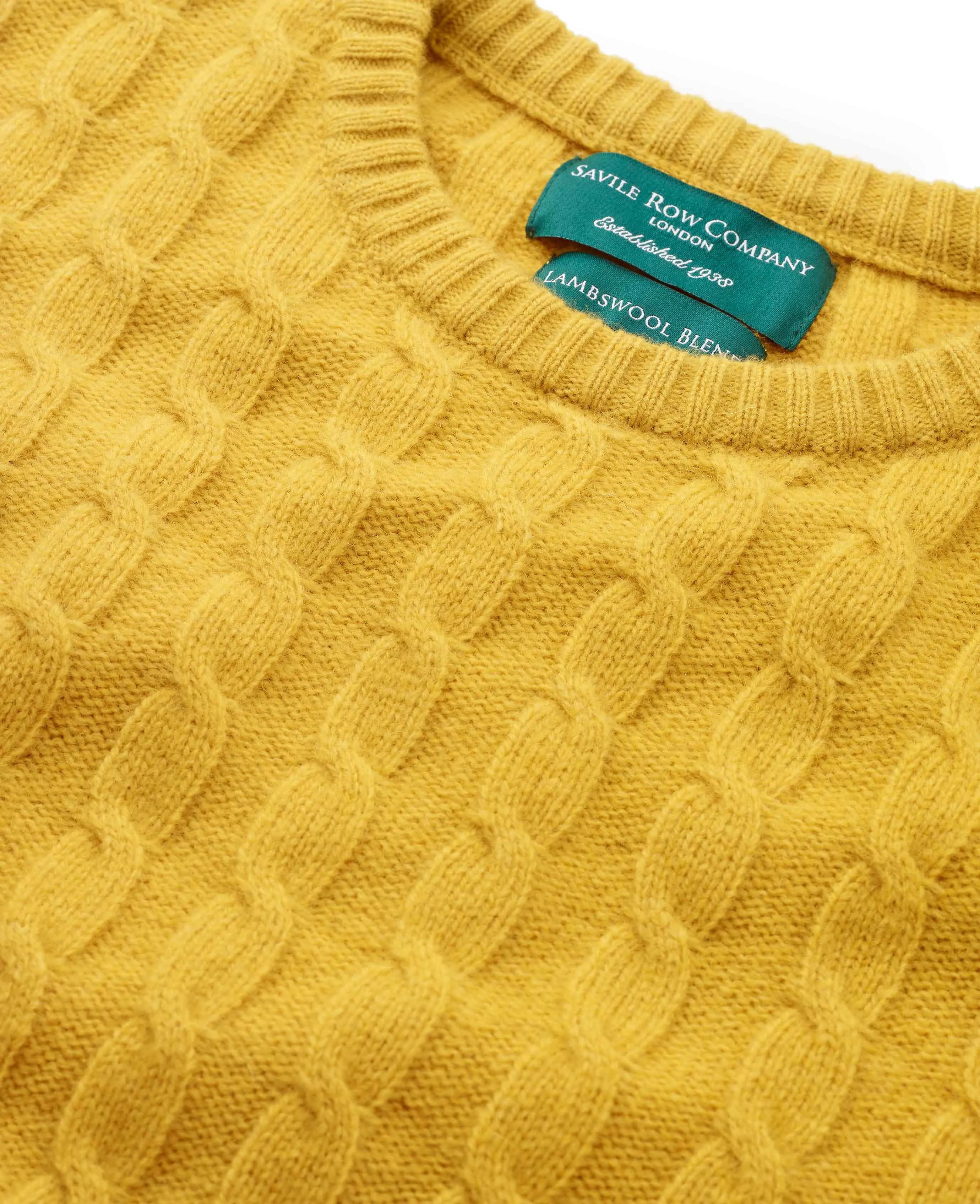 Mustard Lambswool Blend Cable Knit Jumper