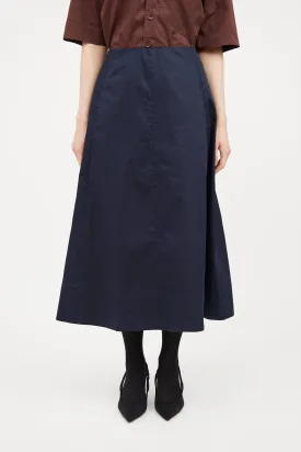 Navy A-line Midi Skirt