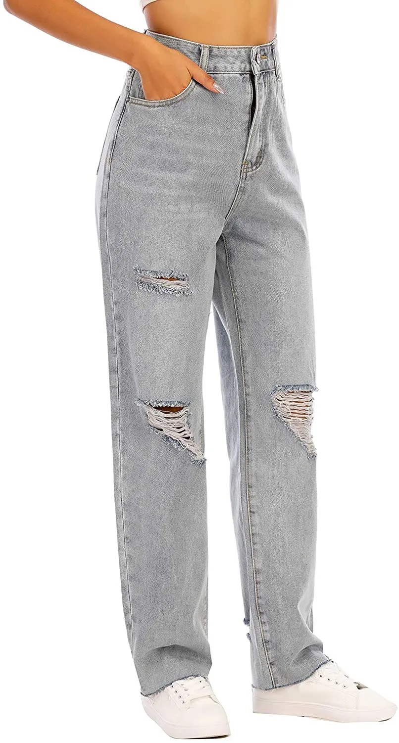 Nother Women's Jeans Straight Leg Ripped Fashion Casual Trousers