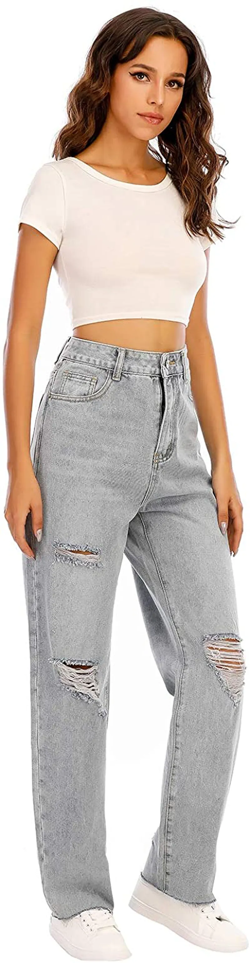 Nother Women's Jeans Straight Leg Ripped Fashion Casual Trousers