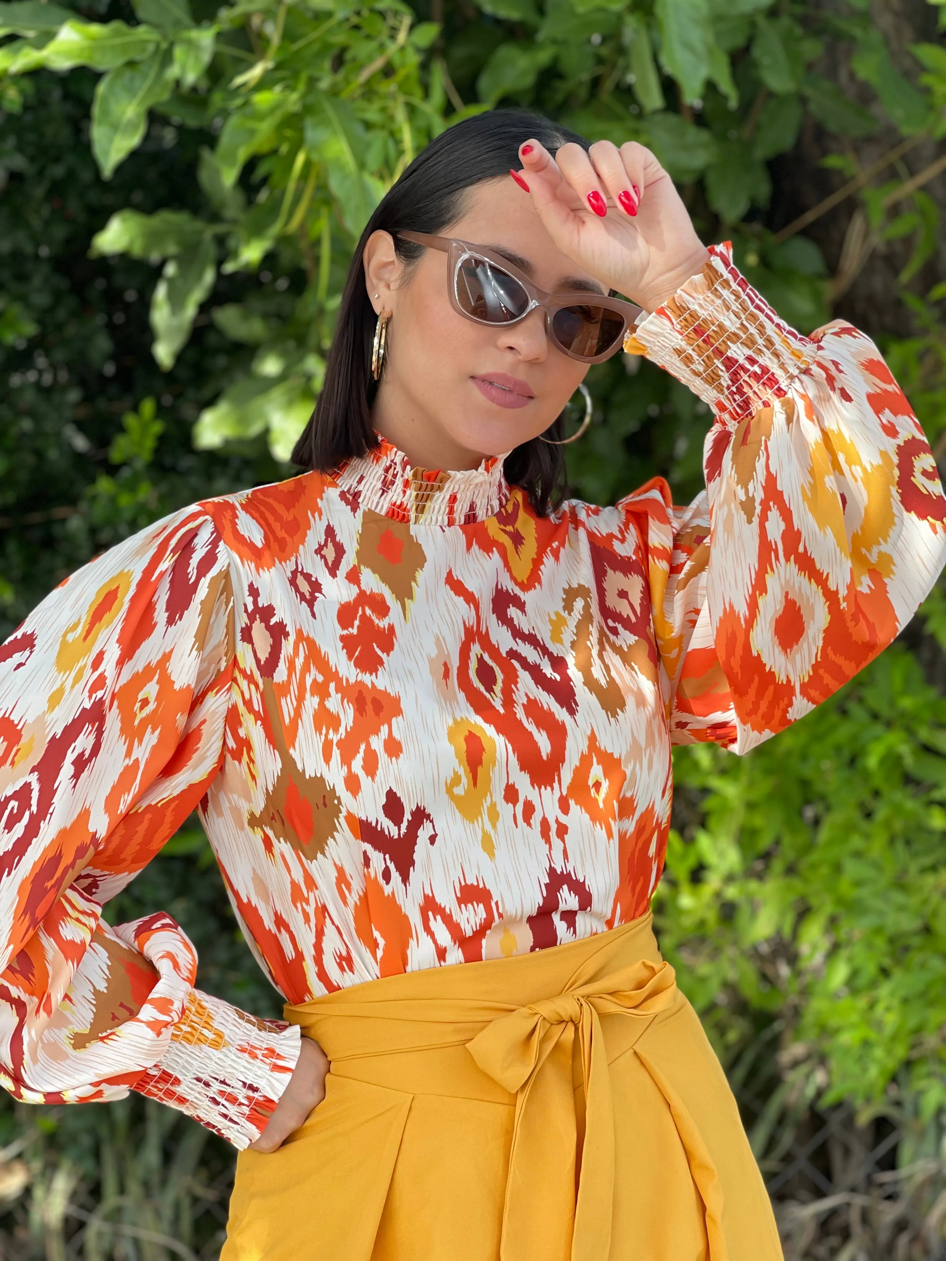 Orange Long Sleeve Blouse