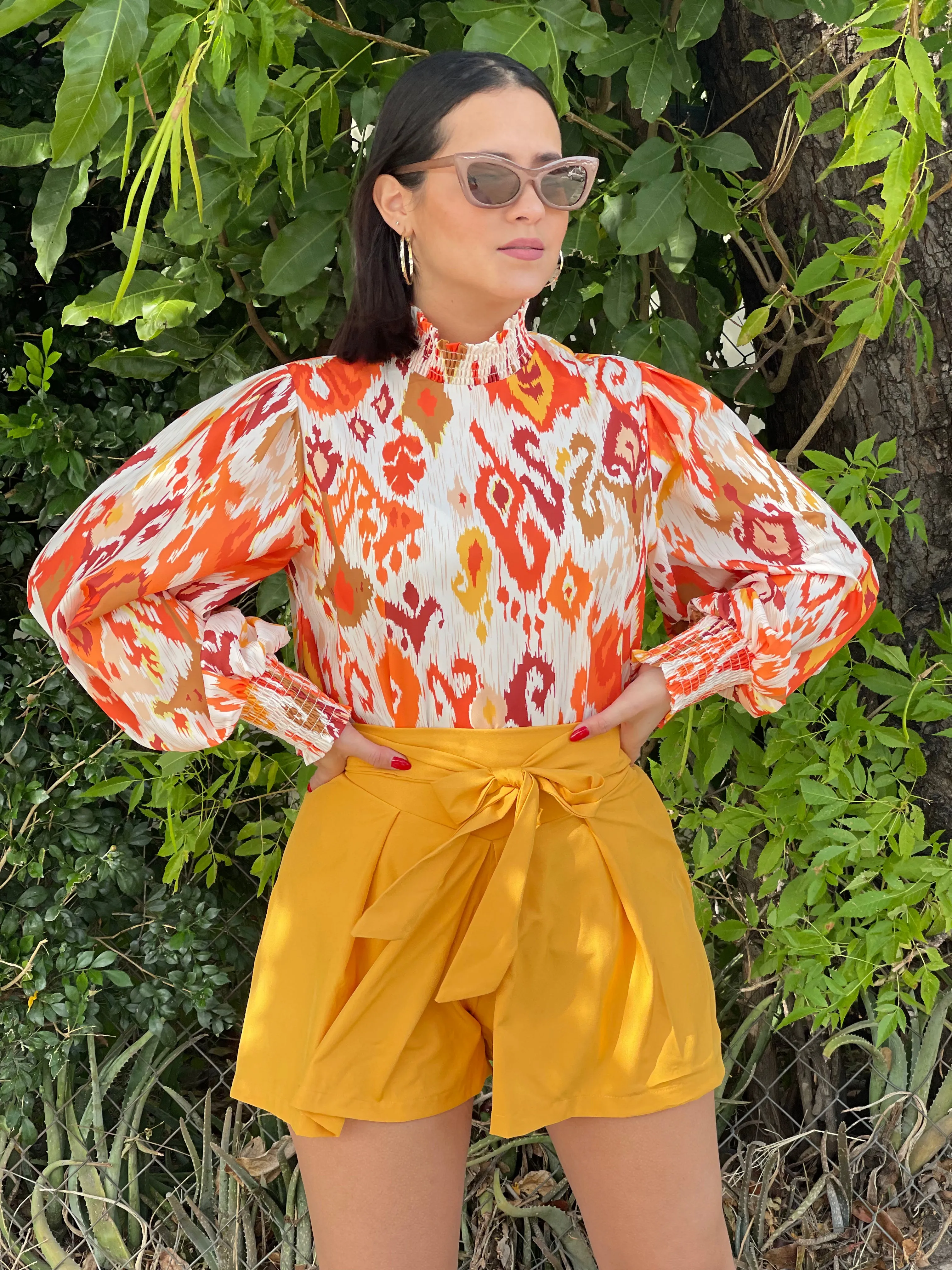 Orange Long Sleeve Blouse