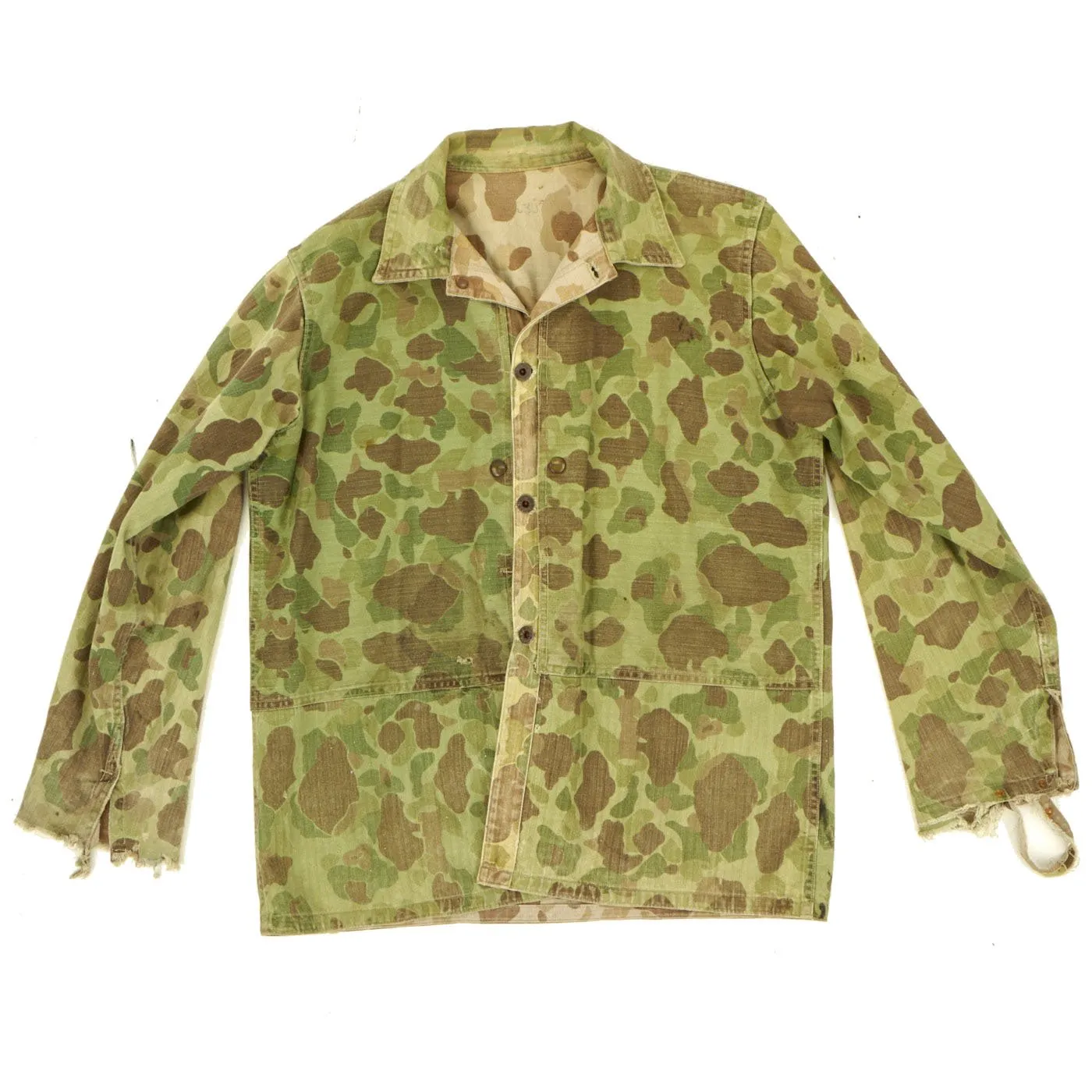 Original U.S. WWII USMC Modified Reversible Camouflage HBT Utility Coat - As Seen in Book