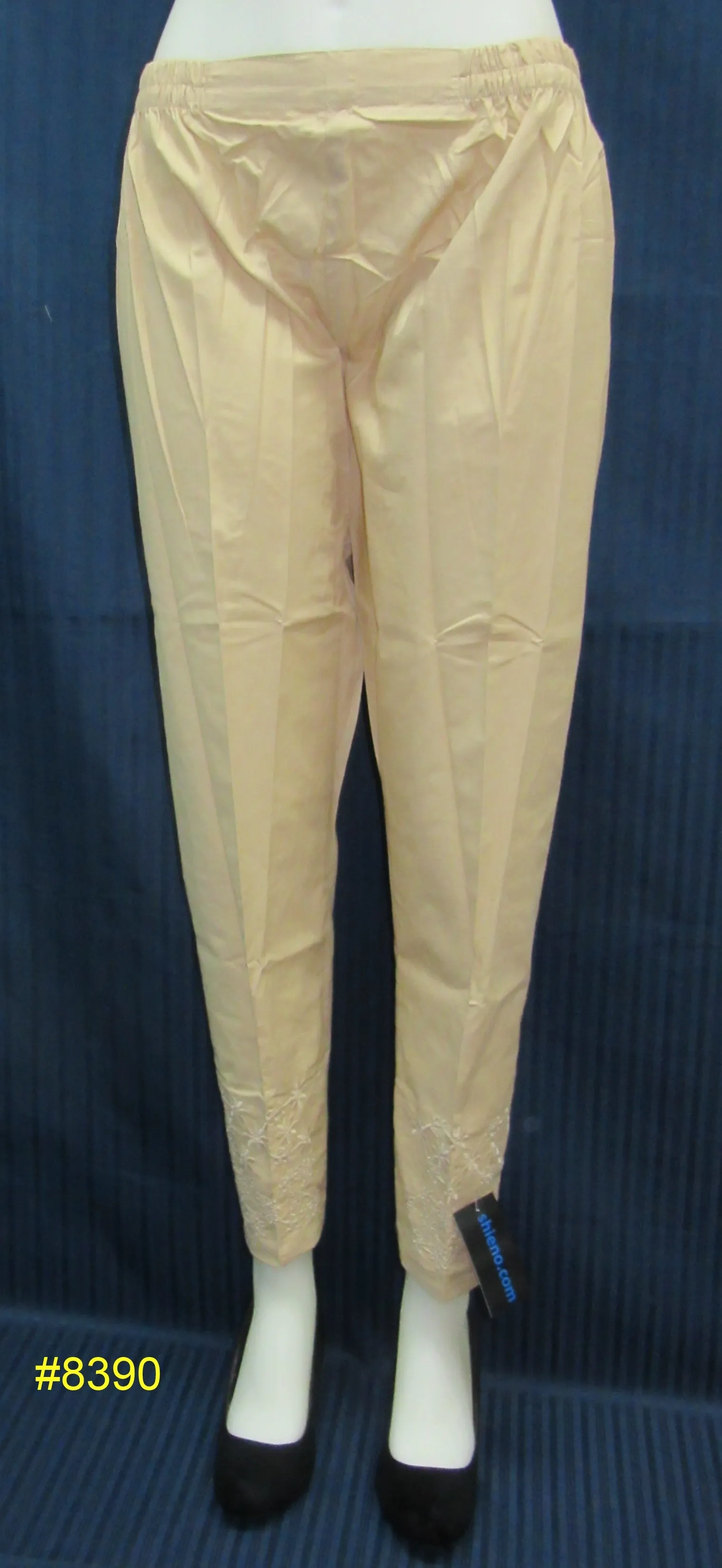 Pants 8393 Cotton Solid Embroidered Ankle length Pencil Fit Trouser Pants