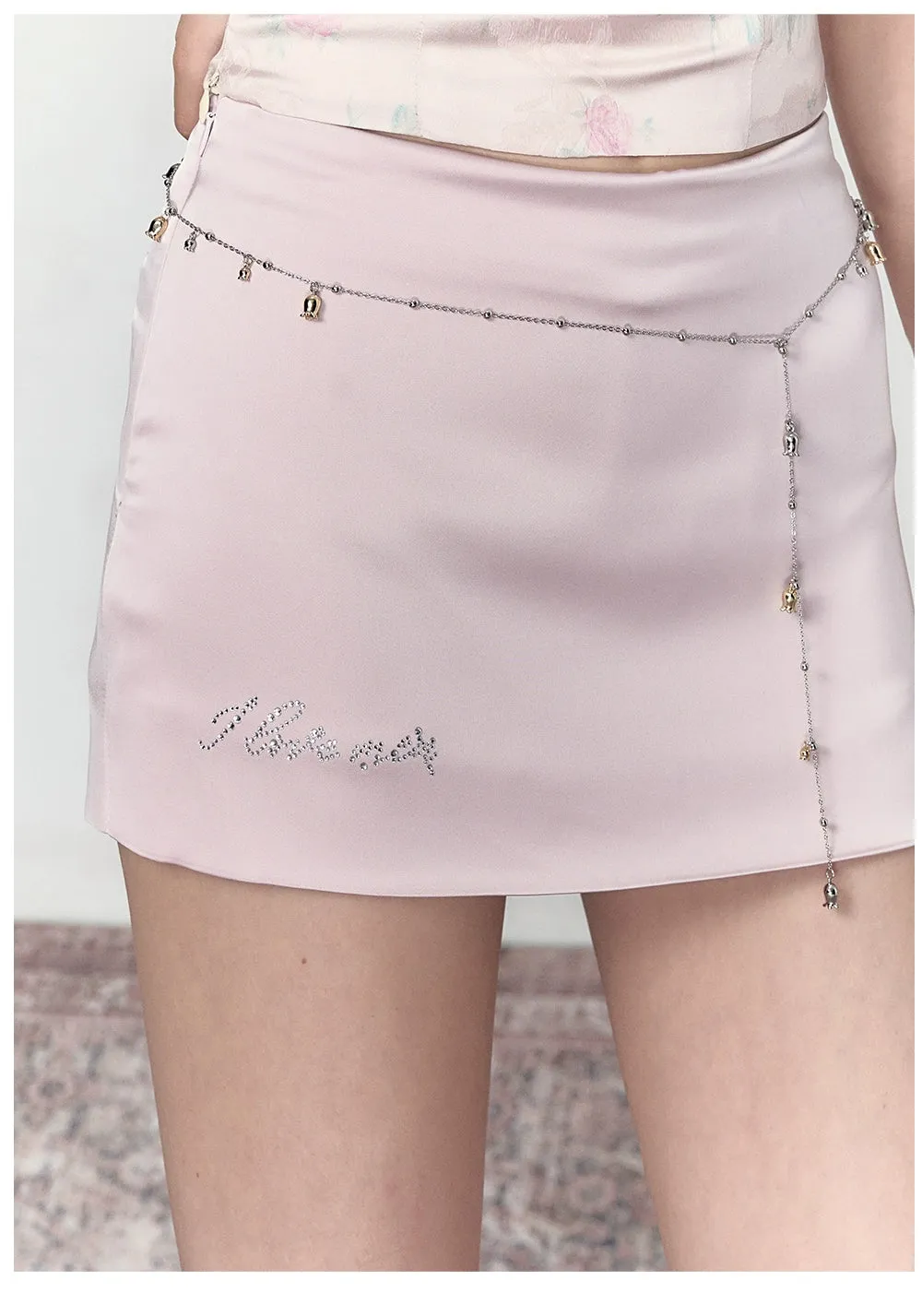 Pink & Silver A-line Mini Skirt