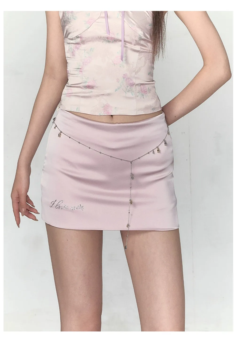 Pink & Silver A-line Mini Skirt