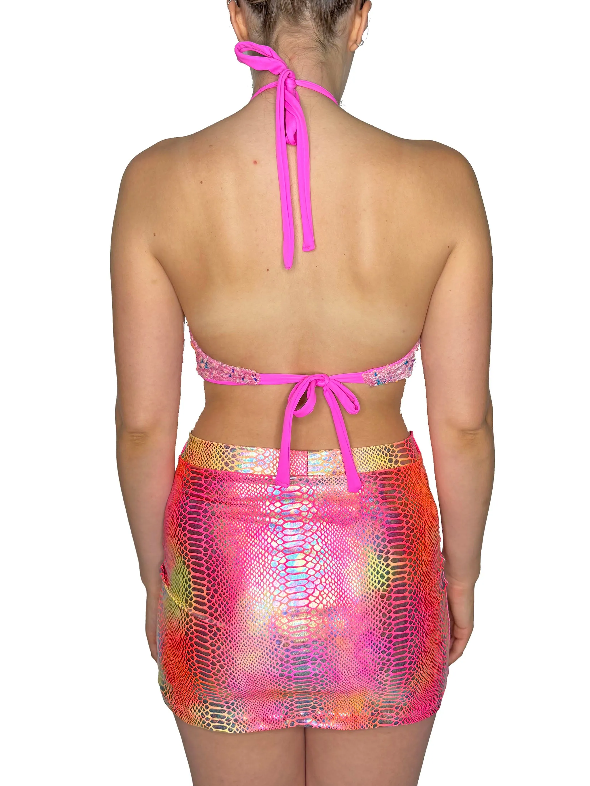 Pink Sequin Halter Top