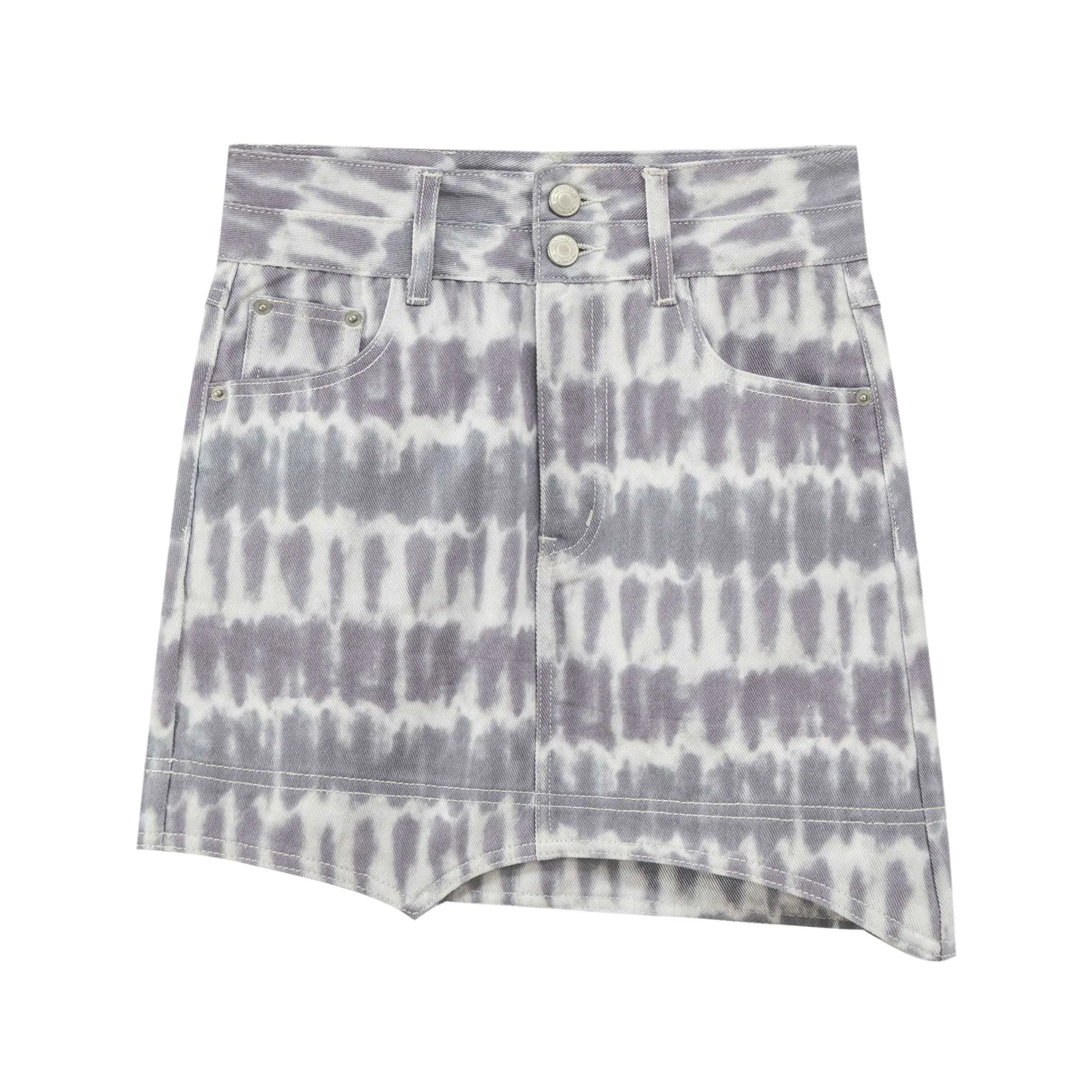 Printed Unbalanced Mini Skirt