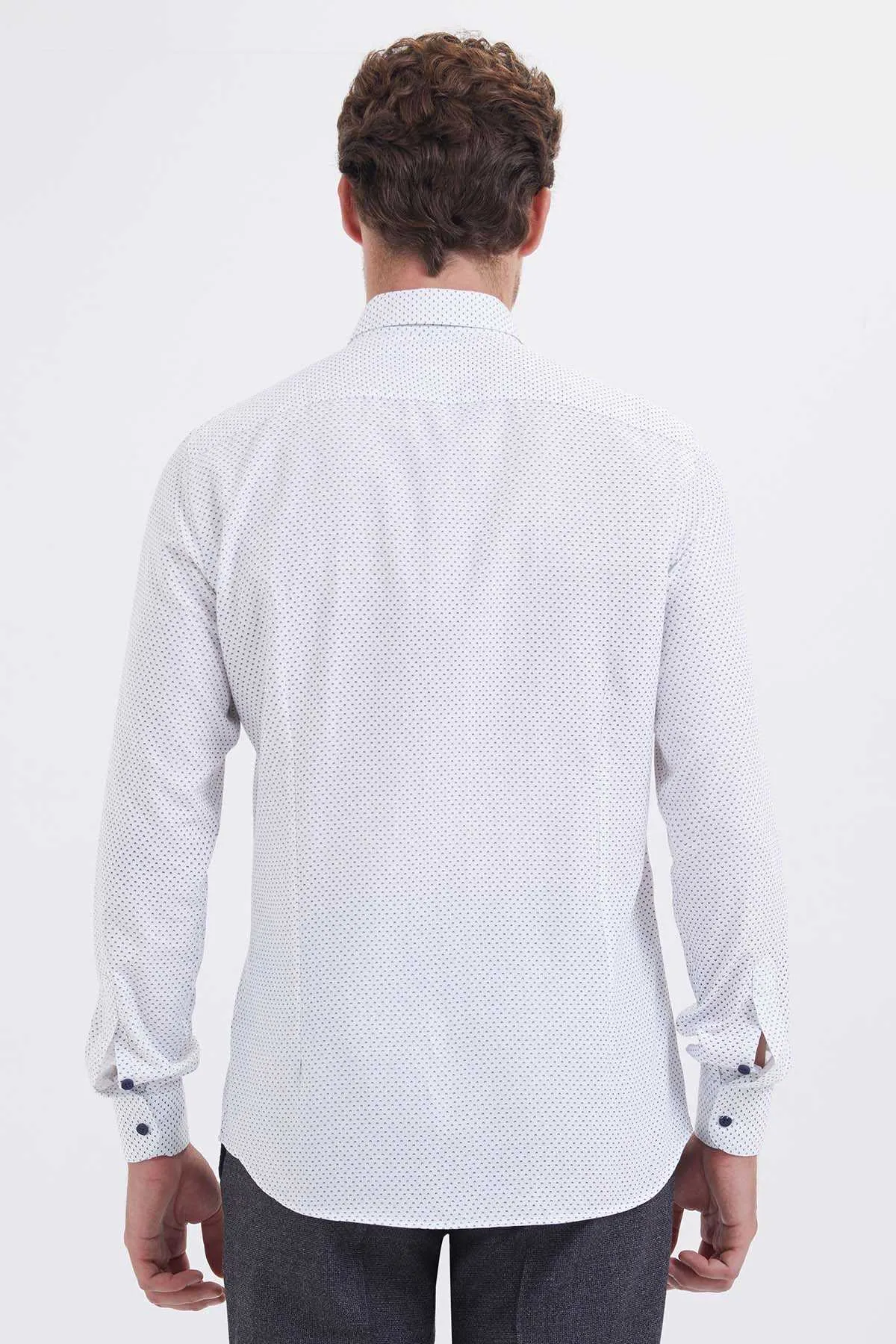 Regular Fit Printed Cotton White Casual Shirt